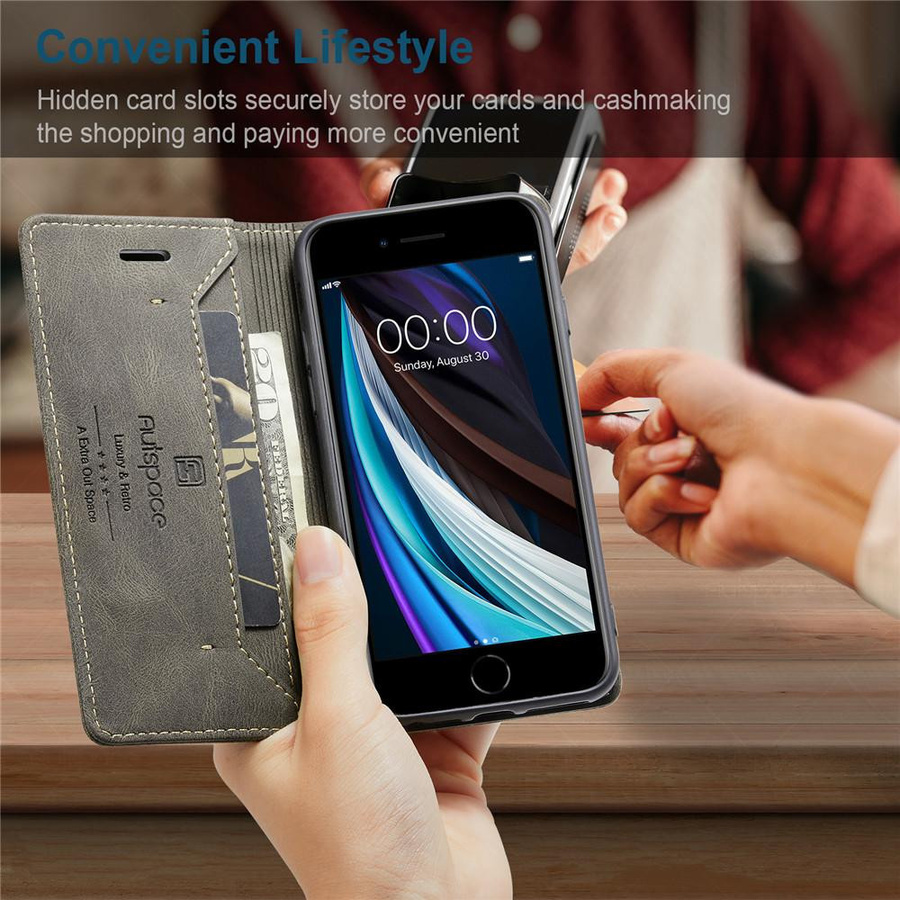 Luxus Leder-Flip-Wallet-Handyhülle für iPhone SE 2020 und iPhone SE 2022 in Blau - Bild 3