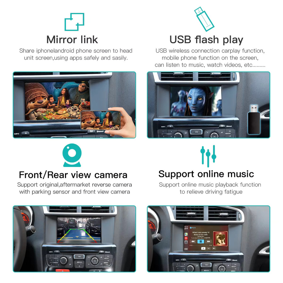 AUTOABC Kabelloses CarPlay und Android Auto Modul mit Mirror Link und Bluetooth für Peugeot SMEG Systeme (208, 308, 508, 3008) sowie Citroen C4, DS3, DS4, DS5 - Bild 4