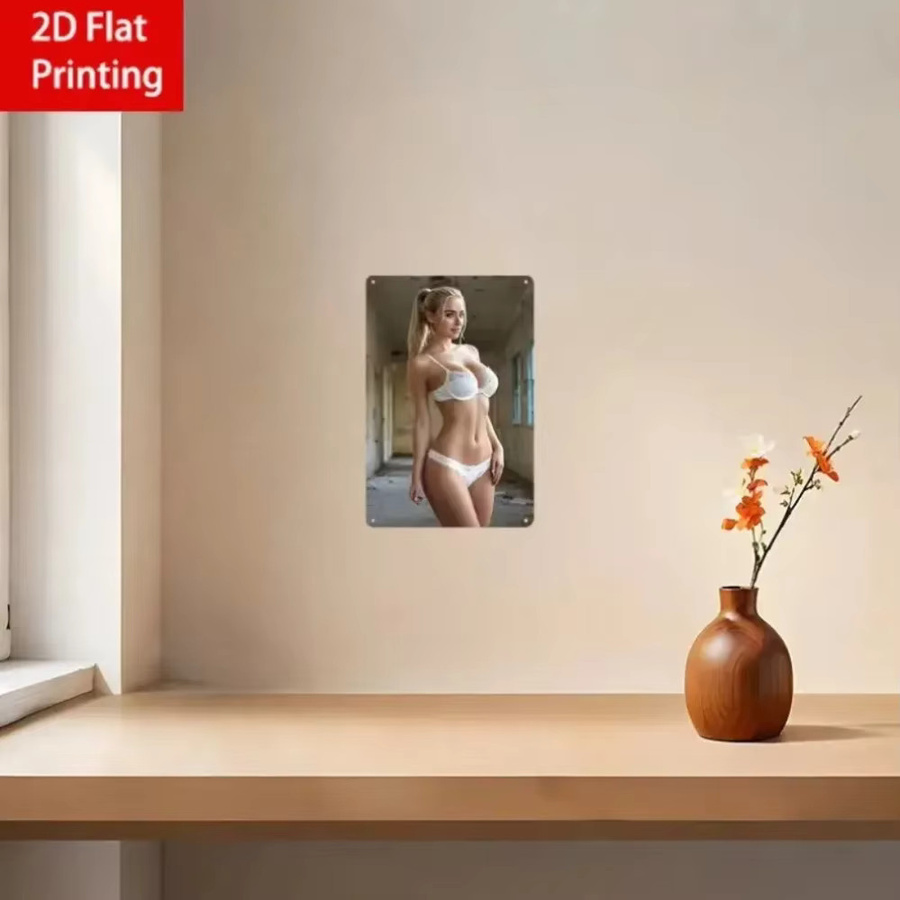 Retro Metall-Wandschild CIFBUY Vintage Lady Bikini Art in Weiß, Breite: 20,32 cm, Höhe: 30,48 cm - Bild 5