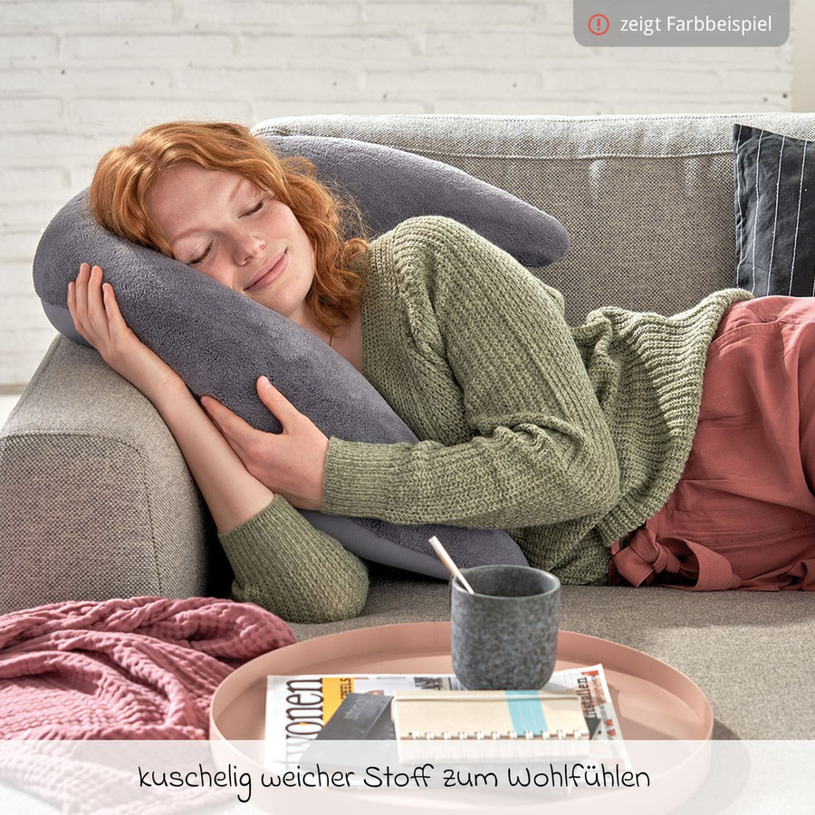 Theraline Stillkissen Der Plüschmond mit feiner Perlen-Füllung, Silbergrau, Breite: 140 cm - Bild 2