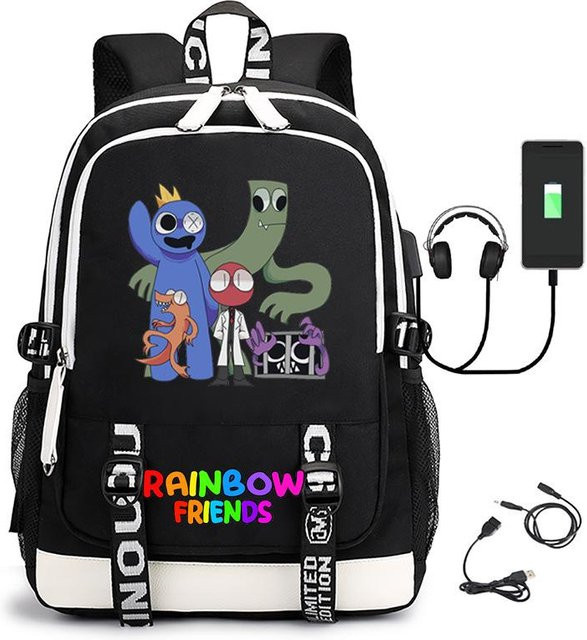 3-teiliges Schulrucksack-Set in Schwarz aus Oxford-Stoff mit großem Fassungsvermögen inklusive Federmäppchen und Schultergurt - Bild 1