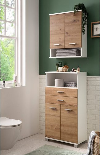 Schildmeyer Highboard Palermo Weiß-Eiche B/T/H: 59,8 x 32,6 x 110,5 cm - Bild 2