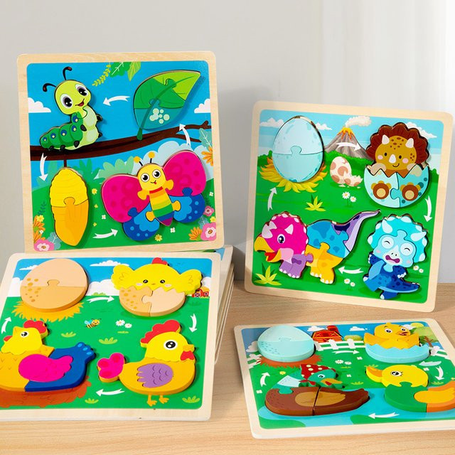 Tlewj 3D Holzpuzzle Lebenszyklus für Kinder als pädagogisches Lernspielzeug in Mehrfarbig - Bild 1