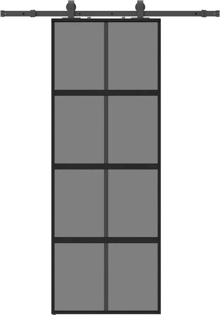 vidaXL Schiebetür aus Glas in Schwarz mit Beschlag, B: 76 cm, H: 205 cm - Bild 1