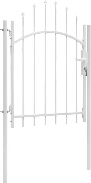 vidaXL Gartentor aus Stahl in Weiß, B: 100 cm, H: 200 cm - Bild 1