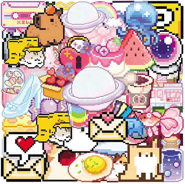 Transparente Pixel Stil Cartoon Aufkleber von Charile in Multicolour zur Dekoration von Telefon, Wasserflaschen und Gepäck - Bild 1
