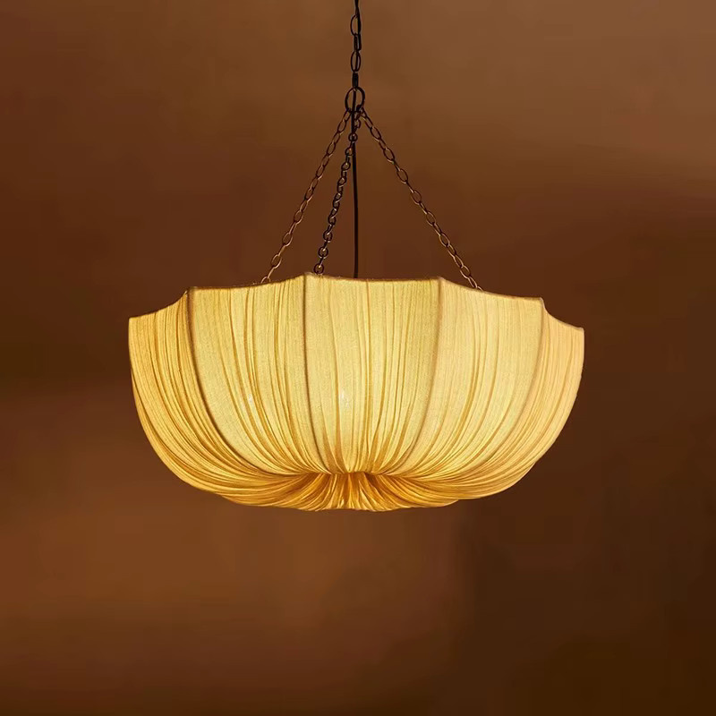 VIGOUS Retro LED Hängelampe im Wabi Sabi Stil aus Stoff und Metall, Schwarz, Warmweiß - Bild 2