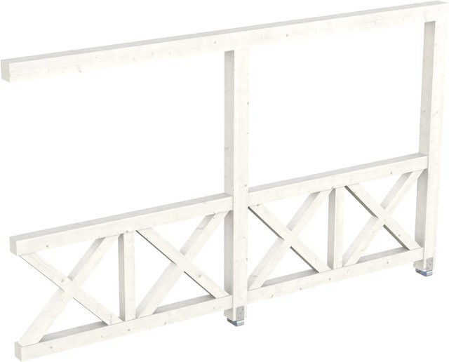 Skan Holz Seitenwand Andreaskreuz aus Fichte in Weiß, B: 355 cm, H: 210 cm - Bild 1