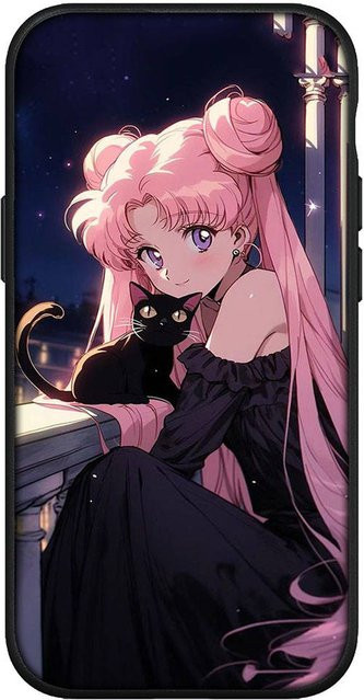 Handyhülle mit Anime Sailor Moon Motiv von MINISO für iPhone, Samsung Galaxy, Xiaomi Redmi, OPPO und Huawei in Schwarz und Mehrfarbig - Bild 1