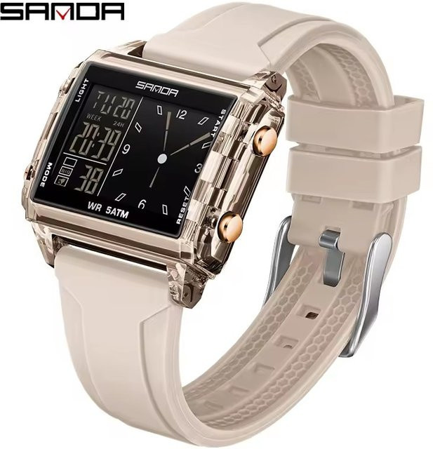 SANDA Armbanduhr, Analog-Digital, Kunststoff, Silikon, Schwarz, Unisex - Bild 1