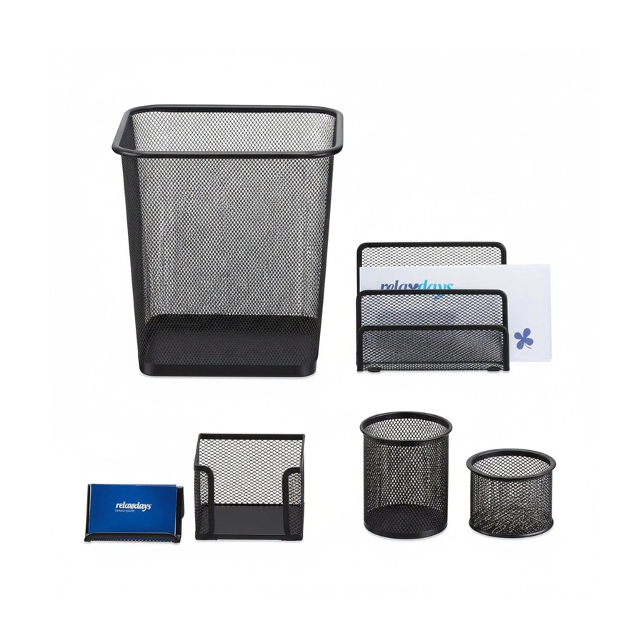 Relaxdays Schreibtisch Organizer Set aus Metallgeflecht in Schwarz, 6-teilig - Bild 2