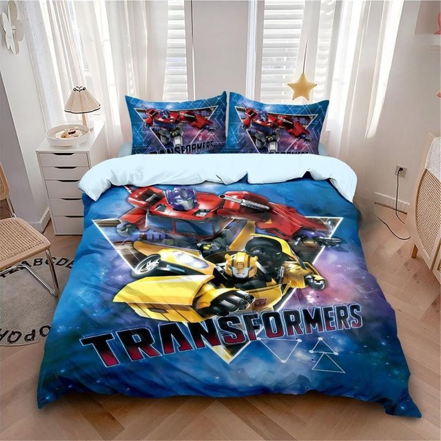 Transformers Bettwäsche Set aus Polyester mit Bettbezug und Kissenbezug, Blau, B/H: 200 x 200 cm - Bild 1