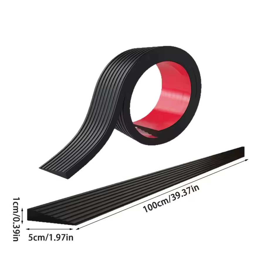 Selbstklebende Anti-Rutsch-Türschwellenrampe aus PVC in Braun, gestreift, B: 100 cm, H: 5 cm - Bild 2