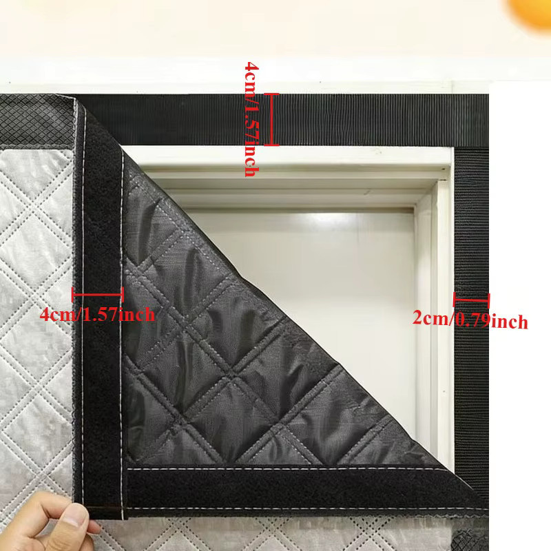 DNGT Magnetischer Türvorhang aus Baumwolle in Grau, Verdunkelungsvorhang und Schallschutzvorhang, Winddicht und Kältebeständig - Bild 3