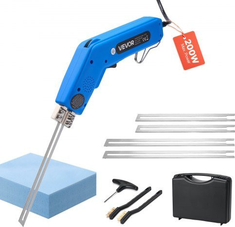 VEVOR Styroporschneider 200W elektrischer Schaumstoffschneider blau mit 150mm und 200mm Schneidklingen für KT-Platten, Polyethylen, Schwamm und Gummi - Bild 1