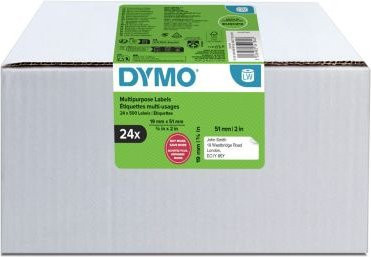 DYMO LabelWriter Etiketten S0722550/11355, rechteckig, 19 x 51 mm, ablösbar, 24 Rollen mit jeweils 500 Etiketten, FSC-Papier, weiß - Bild 1