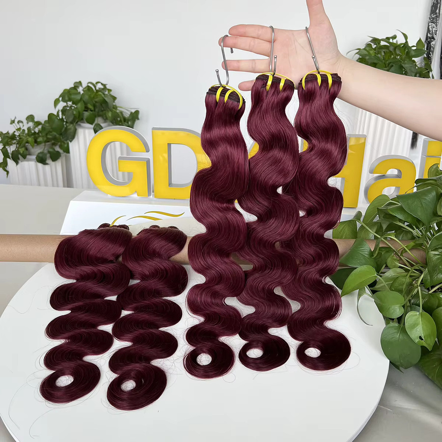 GDYLuxury Body Wave Echthaar-Bündel, Burgunderrot, 100% Echthaar - Bild 2