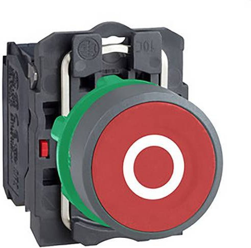 Schneider Electric XB5AA4322C0 Drucktaster aus Kunststoff, rot und grau, tastend, beschriftet mit O, 22mm, 1Ö - Bild 1