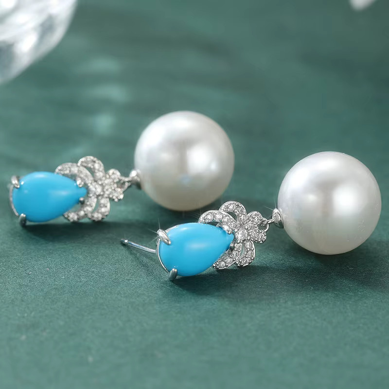 Ohrringe mit Perle, Silber, Damen - Bild 2