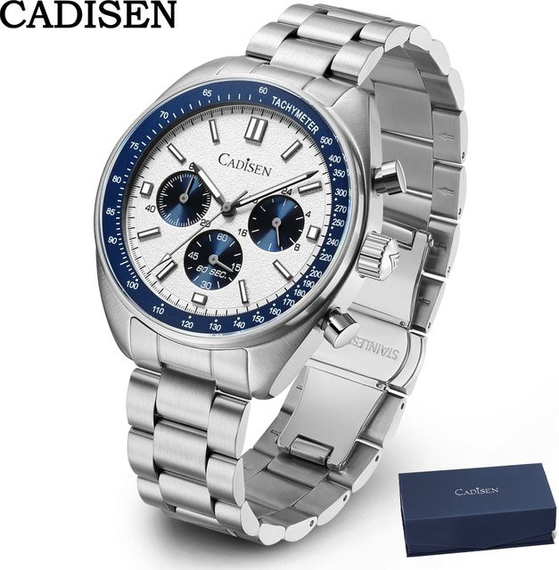 CADISEN Chronograph, Quarz, Edelstahl, Blau, Herren - Bild 1