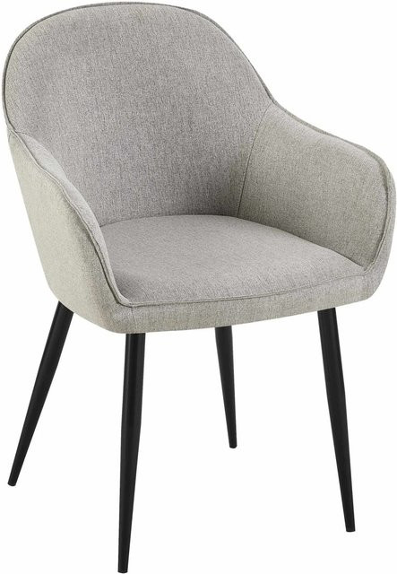 DELUKE Esszimmerstuhl GENIM in Grau aus Stoff mit Metallgestell, B/T/H: 60 x 60 x 84 cm - Bild 1