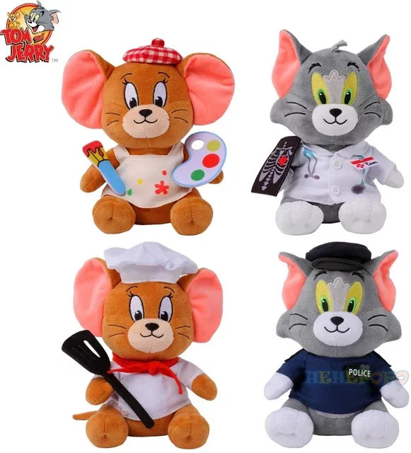 HUGKIS Tom und Jerry Plüsch, Chef Maler Jerry Maus Arzt Polizist Tom Katze, Stofftier Spielzeug, 20 cm - Bild 1