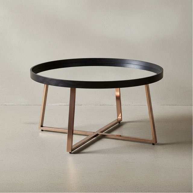 KADIMA DESIGN Couchtisch rund in Gold aus Glas und Metall - Bild 1