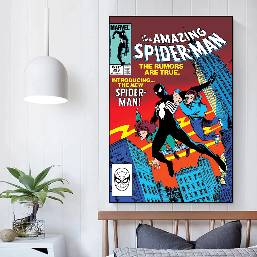 Kayou Marvel Spiderman Filmplakat als rahmenlose Leinwand Wandkunst in Multicolour - Bild 2
