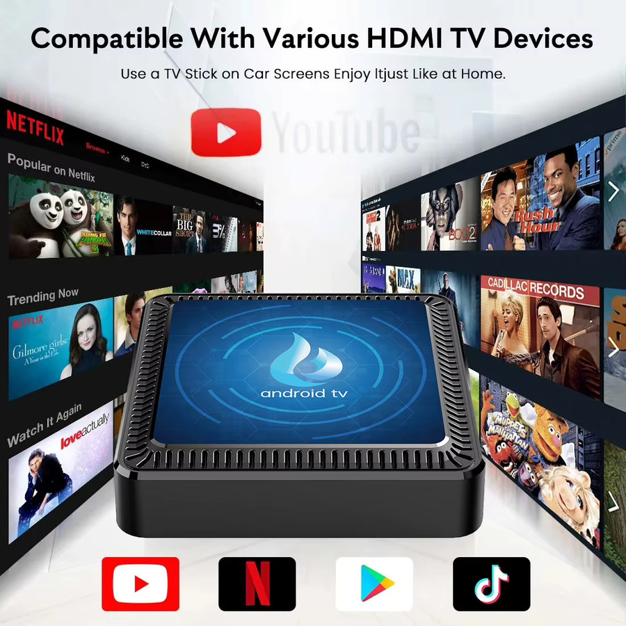 Android 16 TV-Box Allwinner H313 Quad-Core mit 4GB RAM und 64GB ROM, 8K Ultra HD AV1 Media Player, Dual-WLAN und Bluetooth 5.0, Schwarz - Bild 3