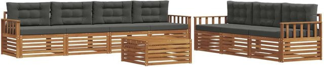 vidaXL Outdoor-Sofagarnitur 8-teilig aus Akazienholz mit Kissen in Anthrazit und Natur - Bild 1
