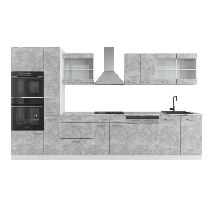 Vicco Küchenzeile R-Line Einbauküche in Weiß und Beton, Breite: 350 cm - Bild 3