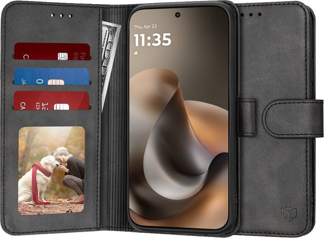 Techsuit Diary Book Hülle für Motorola Moto G77 und G67 in Schwarz - Bild 1