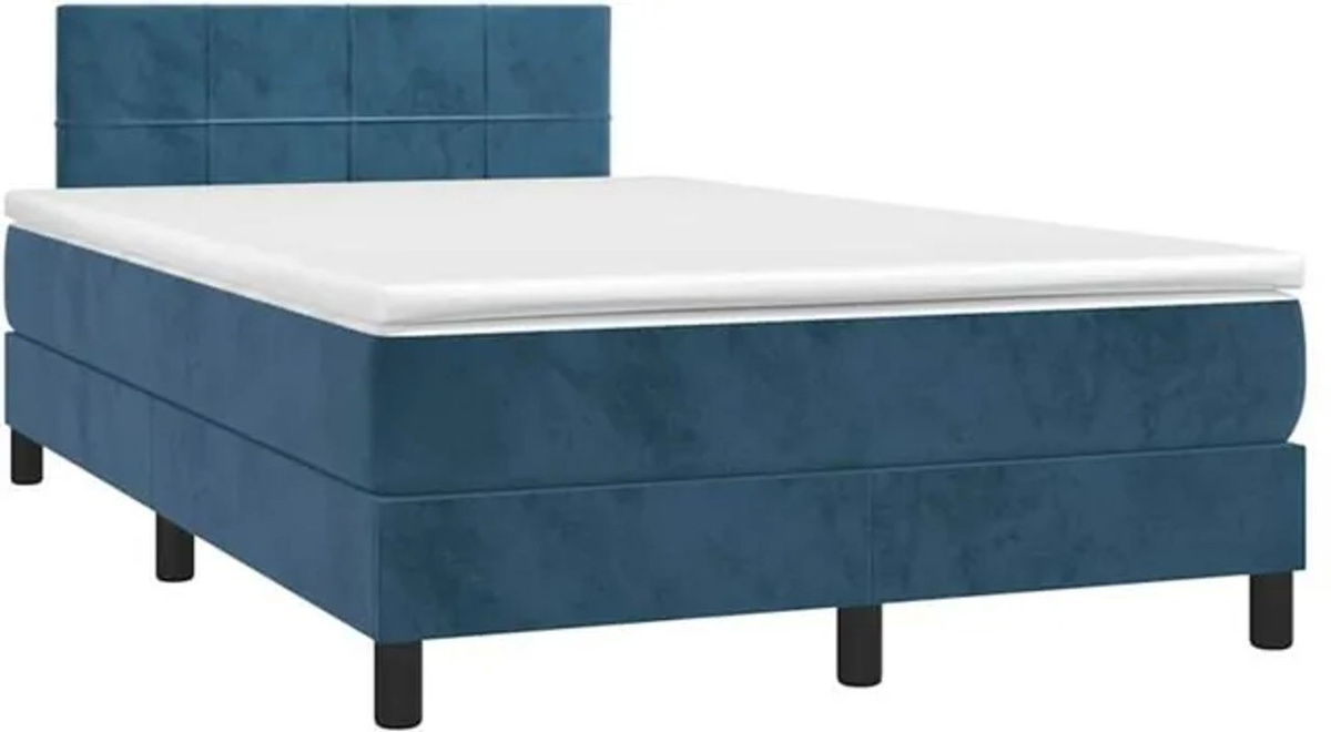 Vidaxl Boxspringbett mit Matratze und LED in Dunkelblau aus Samt, B/T/H: 190 x 120 x 78 cm - Bild 1