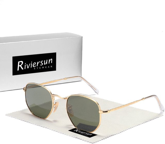 RIVIERSUN Sonnenbrille, Hexagonal, Vollrand, Metall, Gold, Unisex - Bild 1