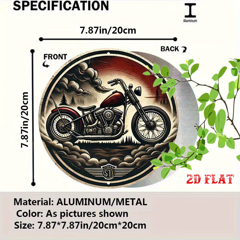 Rundes Aluminiumschild Potdemiel Adventure Spirit in Mehrfarbig mit rustikalem Motorrad-Design, Durchmesser: 20 cm - Bild 2