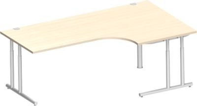 Schäfer Shop Select Winkelschreibtisch COMBITEC mit C-Fuß, 90° Winkel rechts, Ahorn/weißalu, B: 200 cm, T: 120/80 cm, H: 67,7-81,7 cm - Bild 1