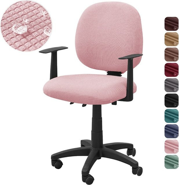 WANERQU 2er-Set Stuhlbezüge aus wasserabweisendem Polar Fleece in Pink, elastische Schonbezüge für Büro-, Gaming- und Computerstühle - Bild 1