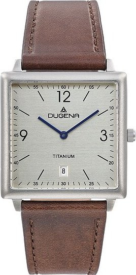 Dugena Armbanduhr, Titan, Quarz, Leder, Herren, champagnerfarben - Bild 1