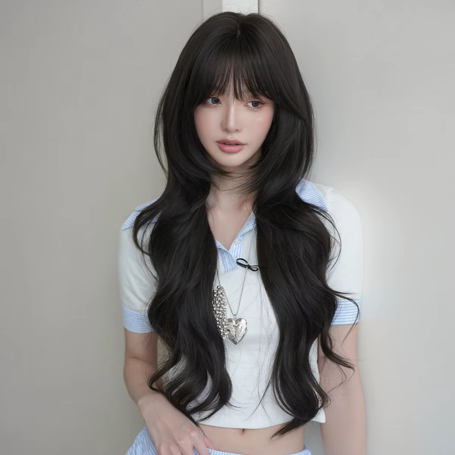 7JHH WIGS Perücke, lang, gewellt, dunkelbraun, Damen, synthetisch - Bild 2