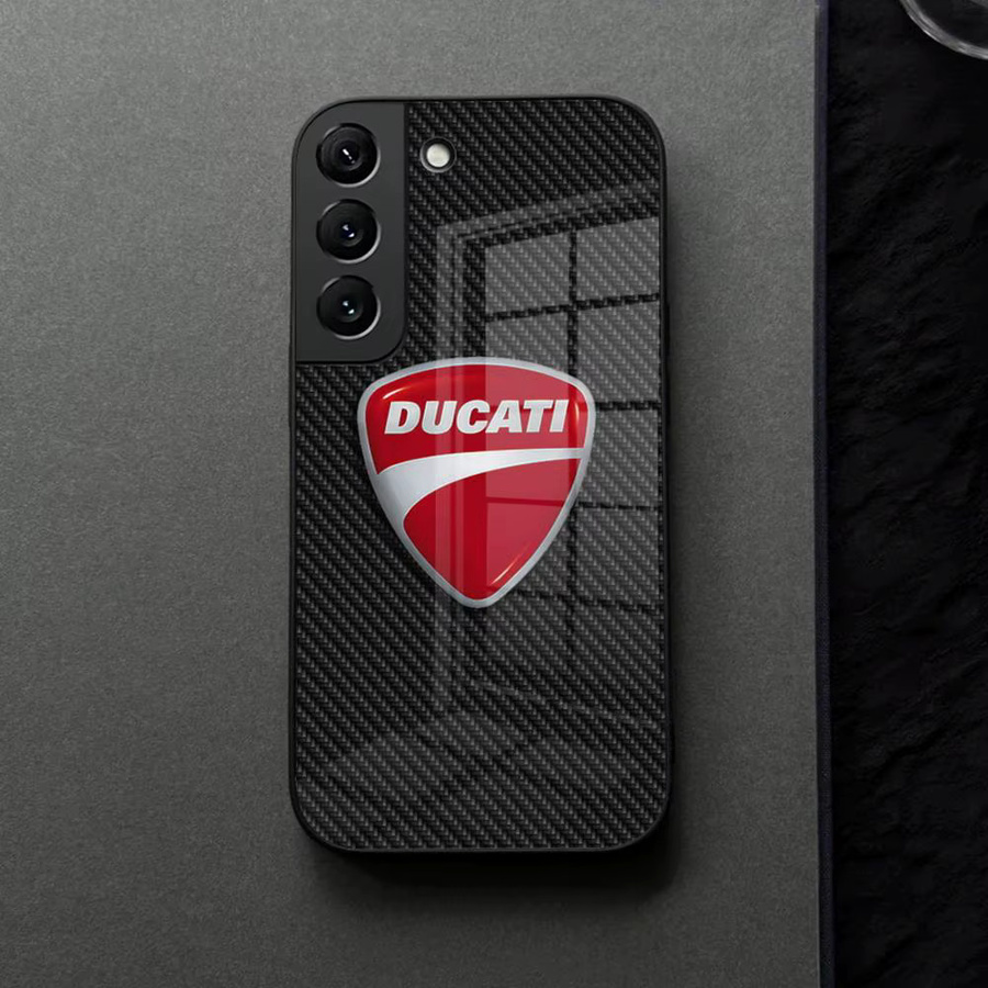 Ducati Logo Handyhülle aus Glas für Samsung Galaxy S20 bis S26 sowie A-Serie in Schwarz - Bild 2