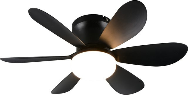 REALITY LEUCHTEN LED Deckenventilator Lund in Schwarz matt mit Fernbedienung und Dimmer - Bild 1