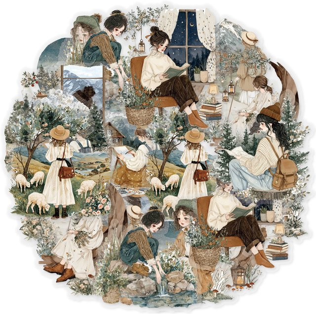 Etori Life Mountain Girl Retro Pet Sticker Pack, Bastelbedarf - Bild 1