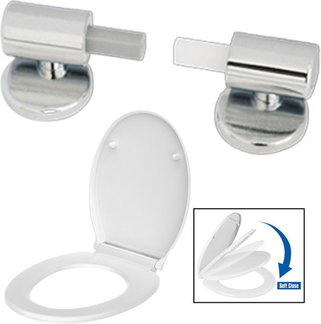 LEENKEA Toiletten-Scharniere mit Soft-Close Absenkautomatik in Chrom/Silber für ovale Toilettendeckel - Bild 1