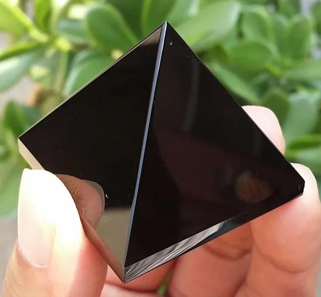 DHFS Obsidian Quarz Kristall Pyramide in Schwarz, 4 cm Höhe - Bild 1