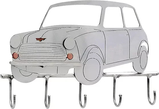 Hinz und Kunst Schlüsselbrett aus Metall in Silber mit britischem Fahrzeug im Retro-Design - Bild 1