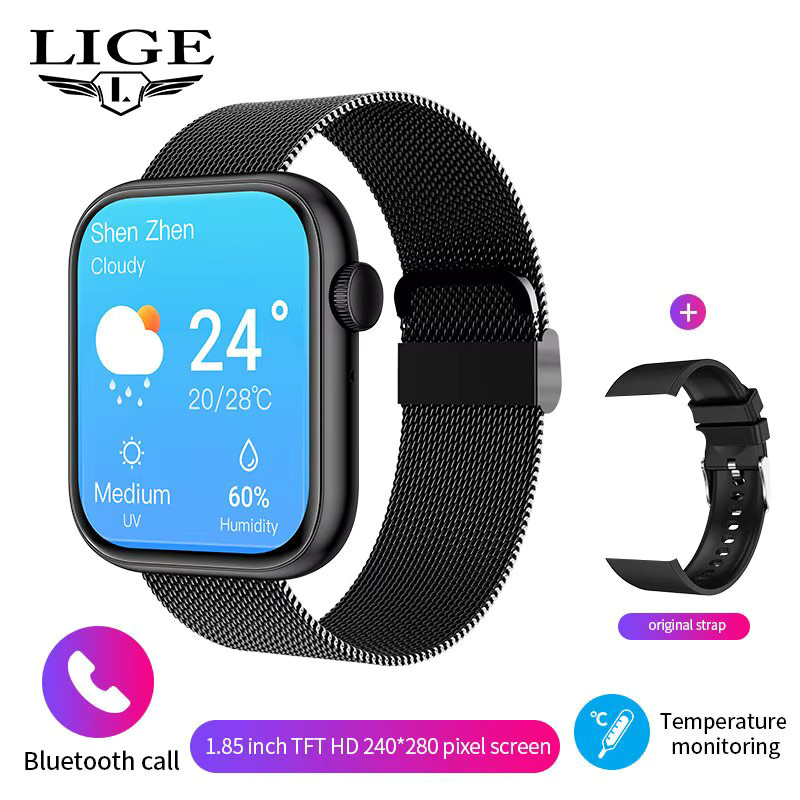 Lige Smartwatch, Schwarz, Bluetooth, wasserfest, Damen - Bild 6