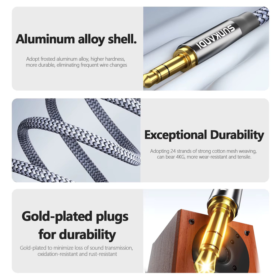 SUNKANDI Lightning auf 3,5 mm Klinke Aux-Audiokabel Adapter für iPhone in Grau - Bild 4