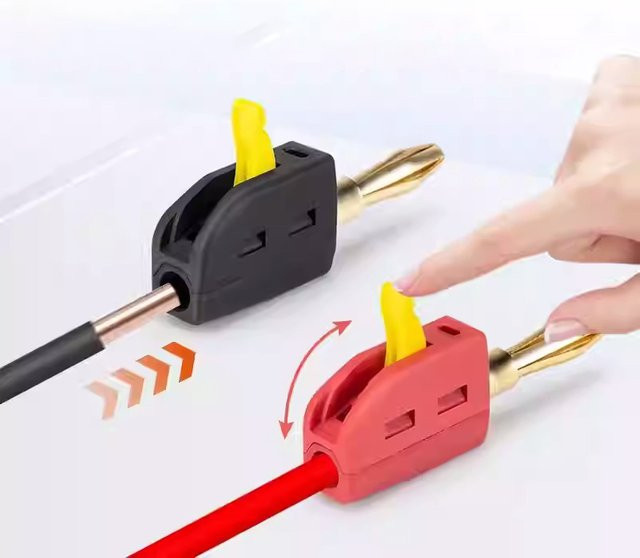 ESHYLALA Vergoldete Bananen Stecker 32A 4mm für Lautsprecher und Verstärker in Gold und Rot - Bild 1