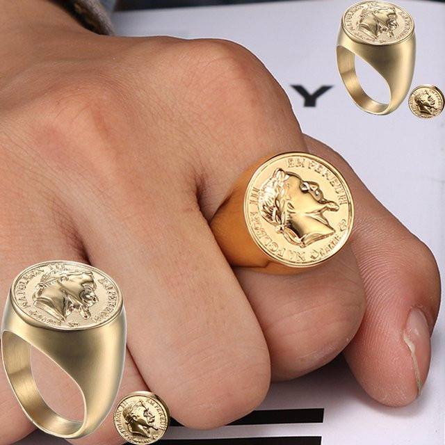 CXQNEWA Ring Edelstahl, Gold, Herren - Bild 1