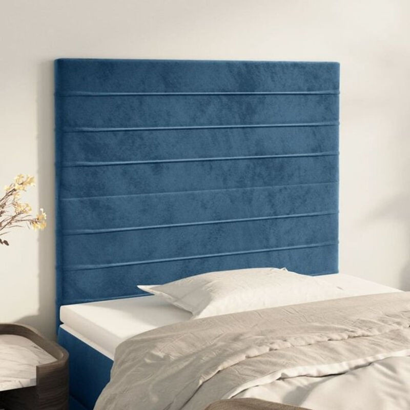Vidaxl Kopfteile 2er Set aus Samt in Dunkelblau, Modern und Klassisch, B: 100 cm, H: 78-88 cm, T: 5 cm - Bild 1